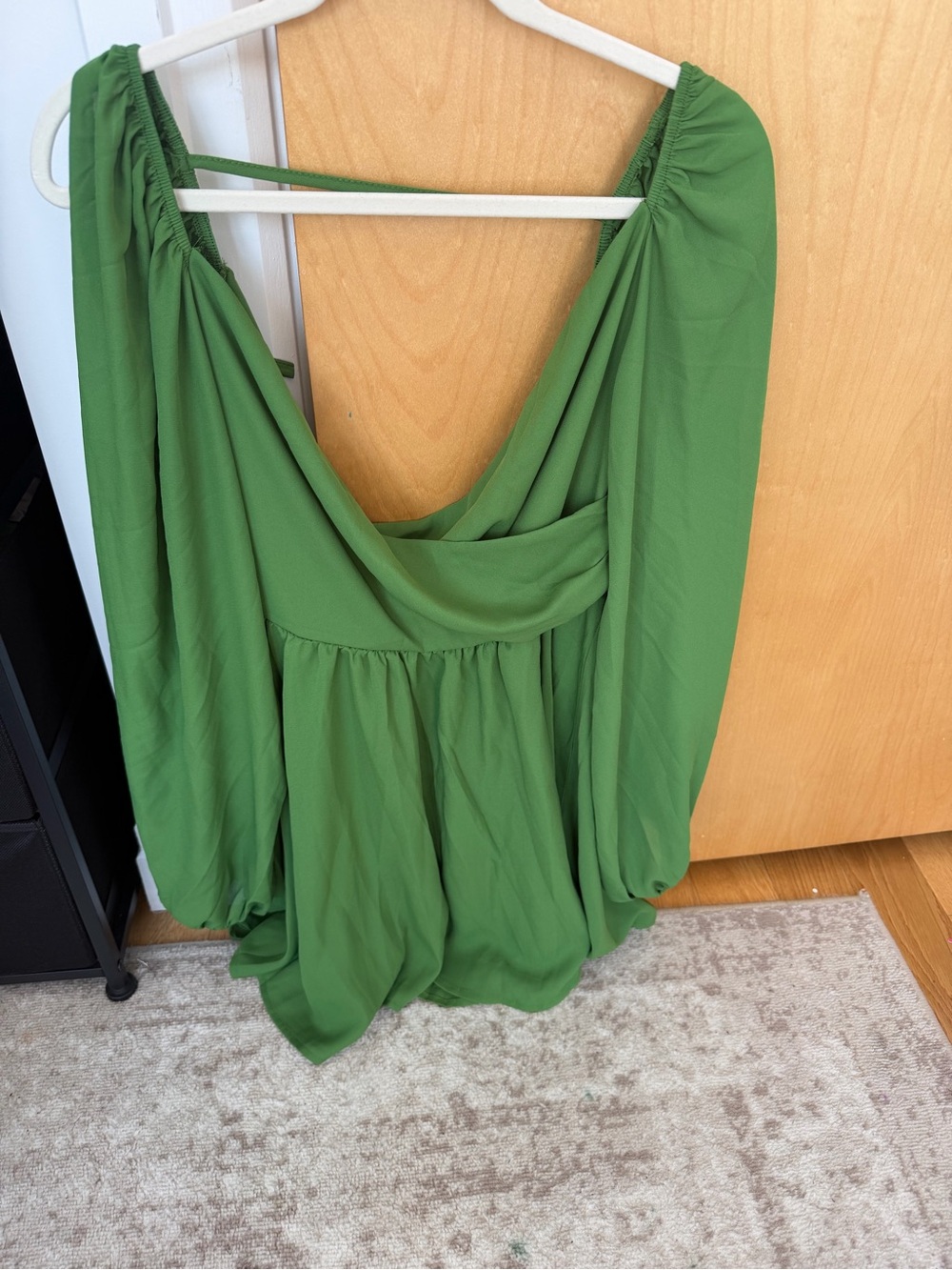 Green Draped Off-Shoulder Blouse